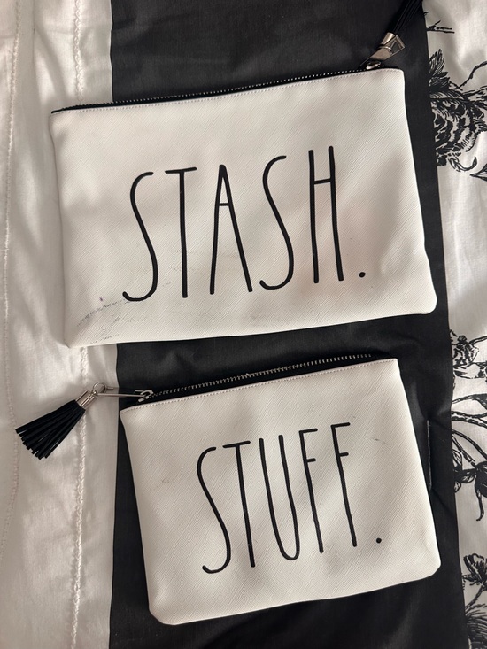 Rae Dunn Handbags - Rae Dunn set of 2 Pouches in White